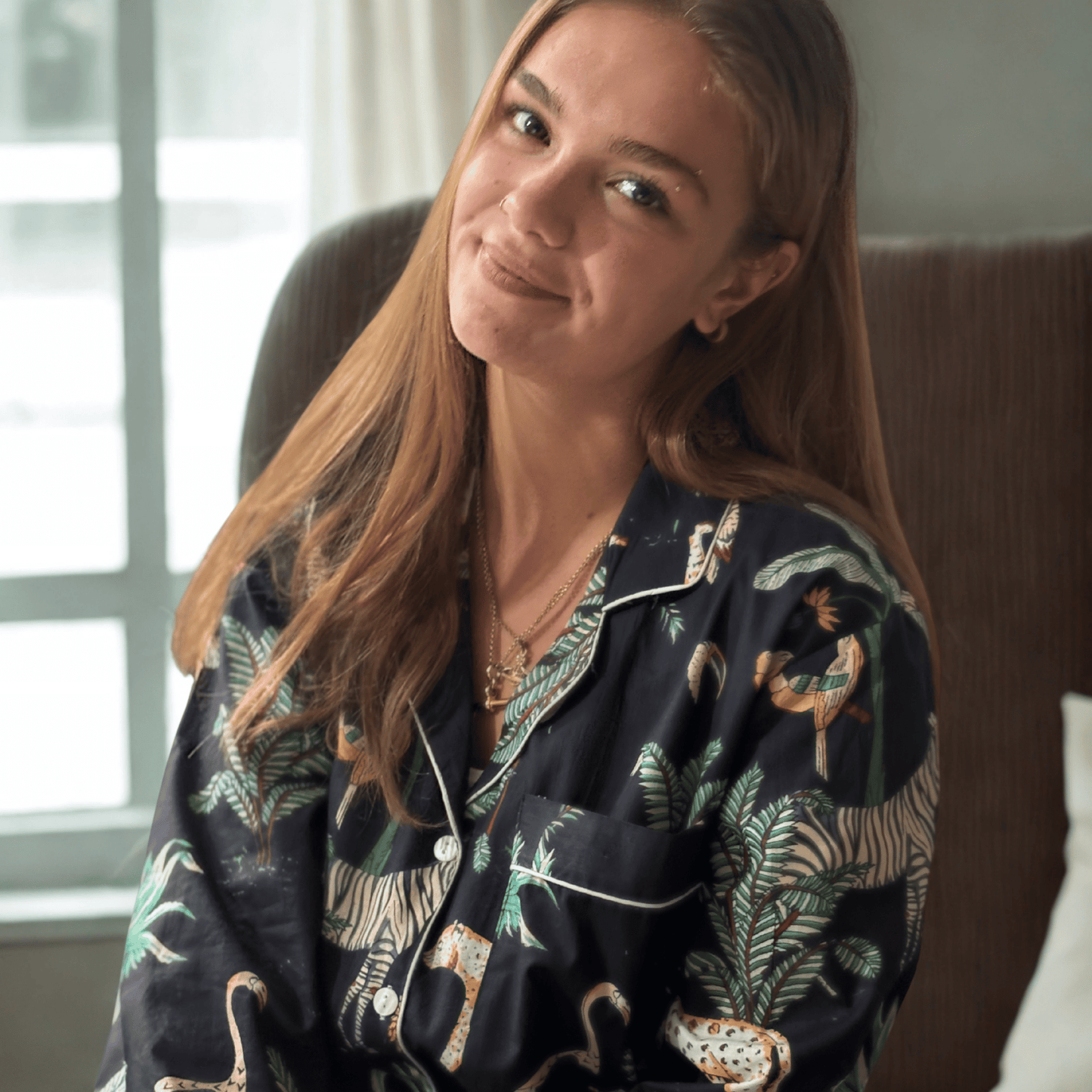 Black Safari Print Cotton Pyjamas
