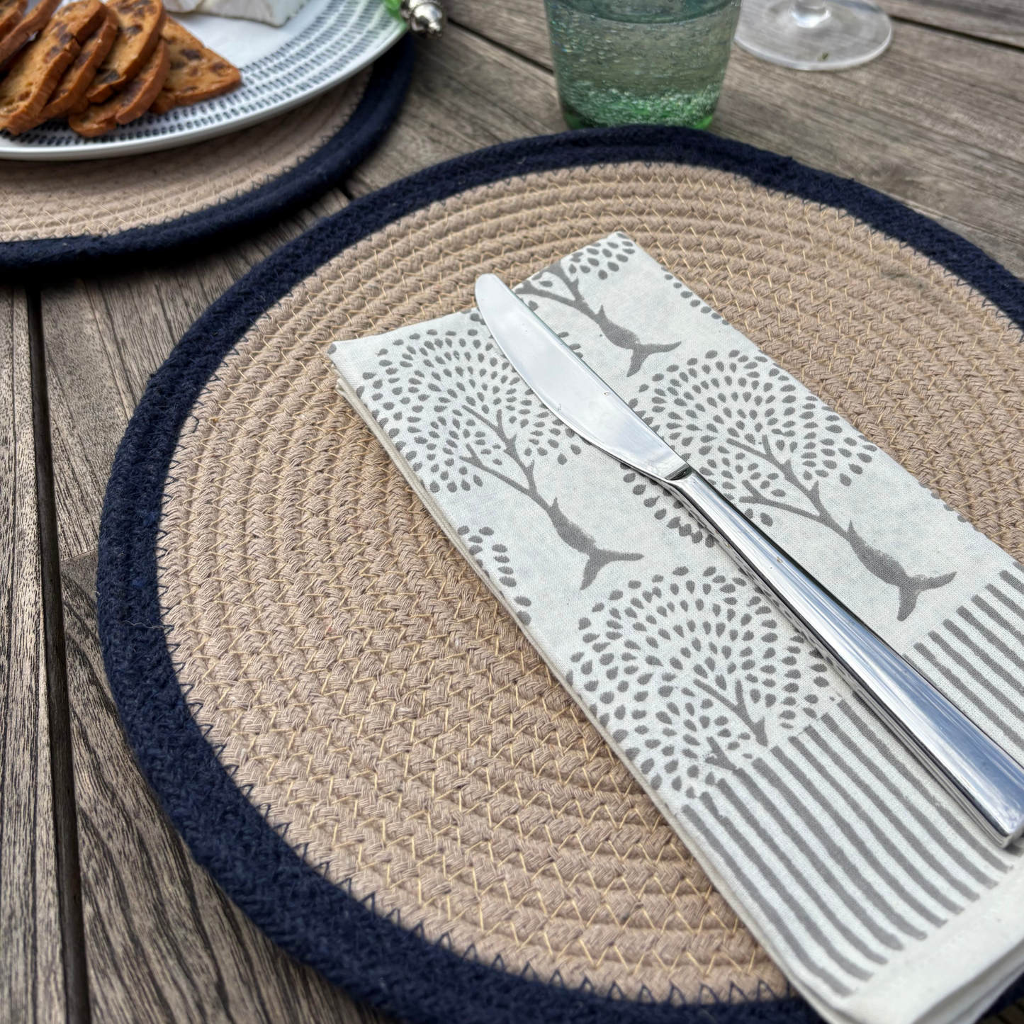 Handwoven Cotton Rope Placemat - Dark Blue