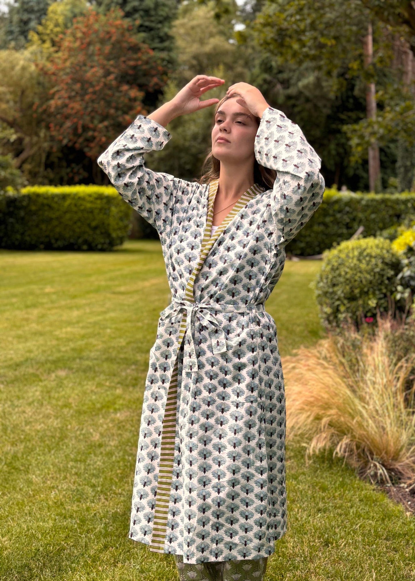 Cotton Robe in Fern Print Design