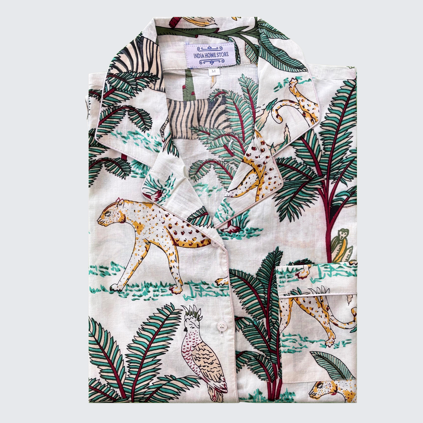 Cotton Pyjamas in Black Safari Print