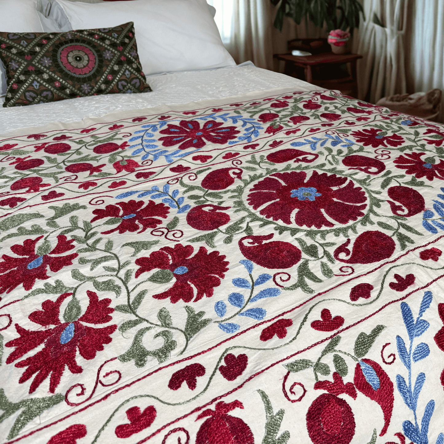 Suzani - Deep Plum, Cornflower Blue and Green