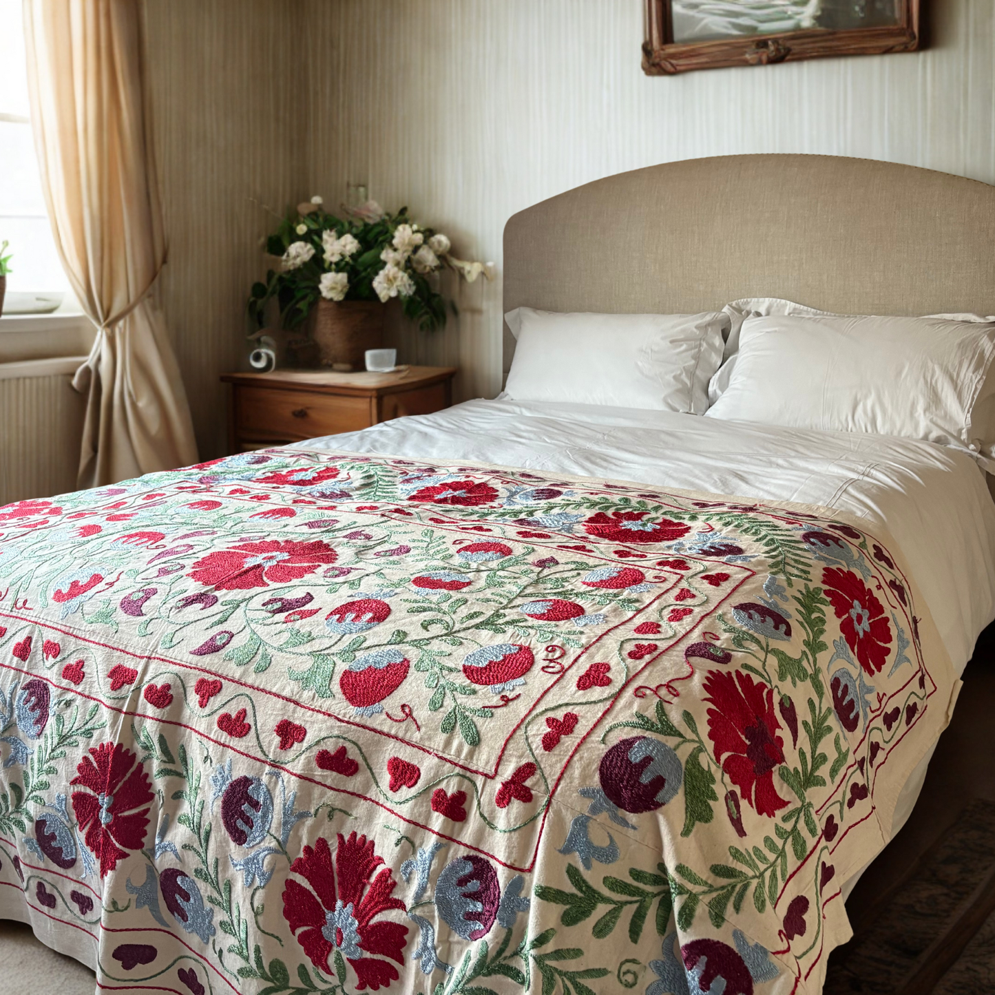 Suzani - Deep Red and Blue