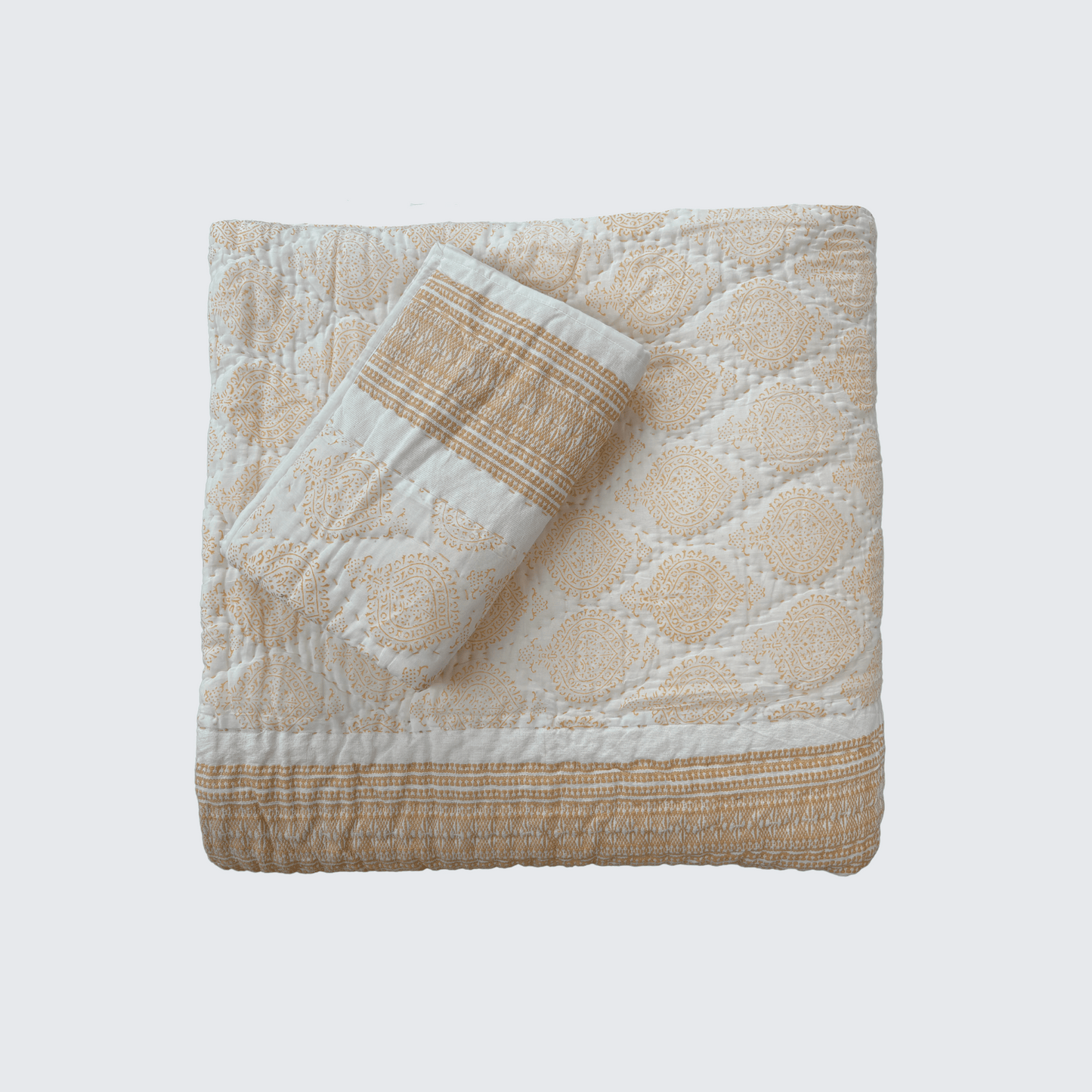 Red Spade Design, Hand Block Printed Cotton Quilt