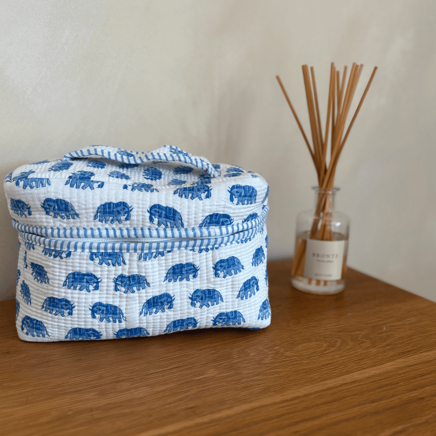 Hand Block Printed Elephant Wash Bags