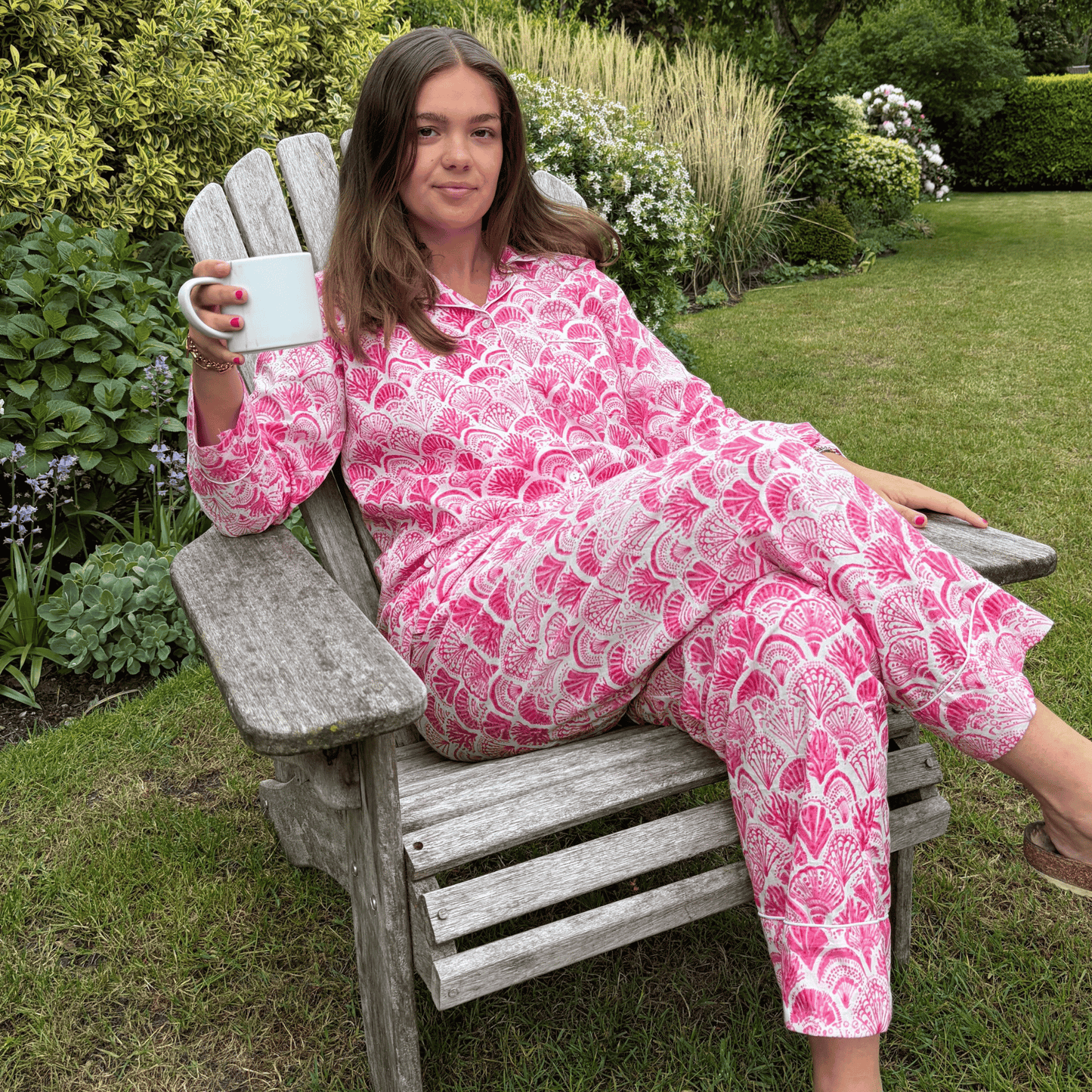 Pink Shell Print Cotton Pyjamas