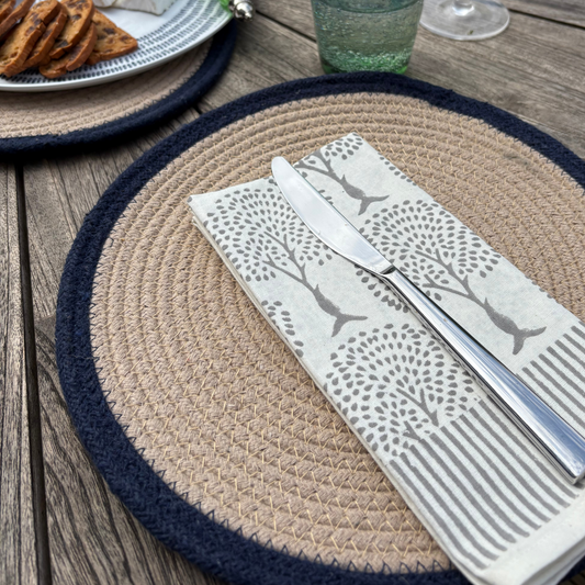 Handwoven Cotton Rope Placemat - Dark Blue