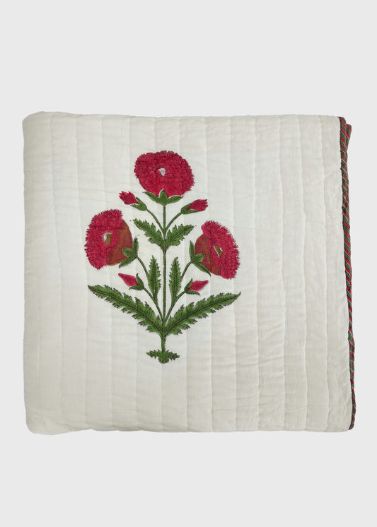 Red Carnation Reversible Cotton Quilts