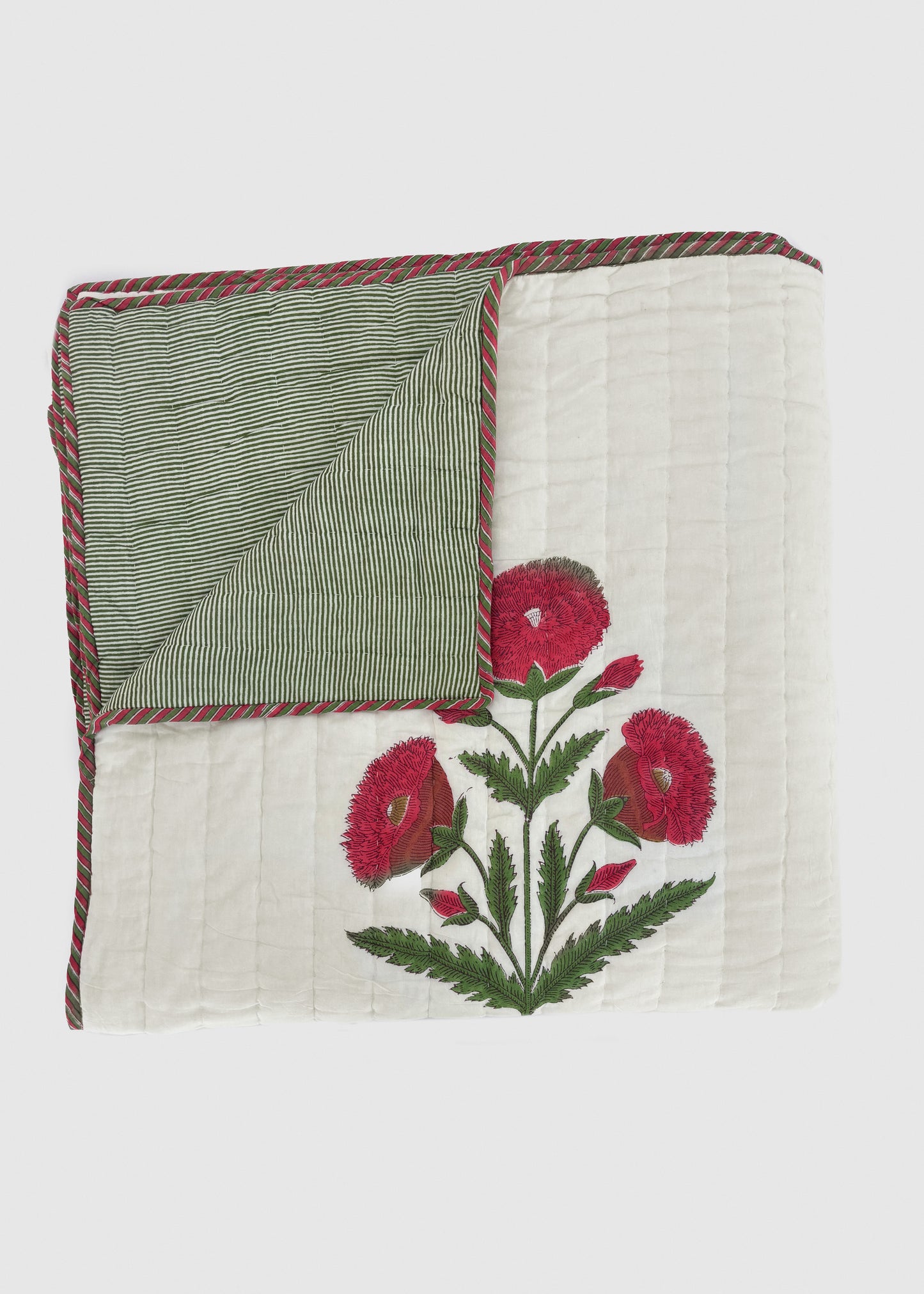 Red Carnation Reversible Cotton Quilts