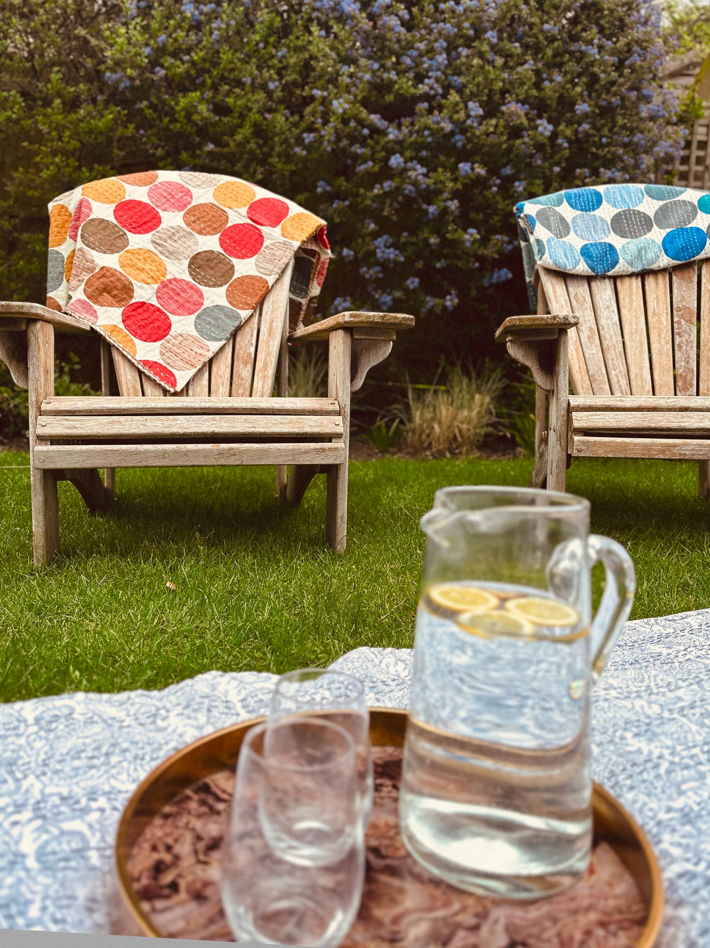 Red Circles Cotton Kantha Quilt