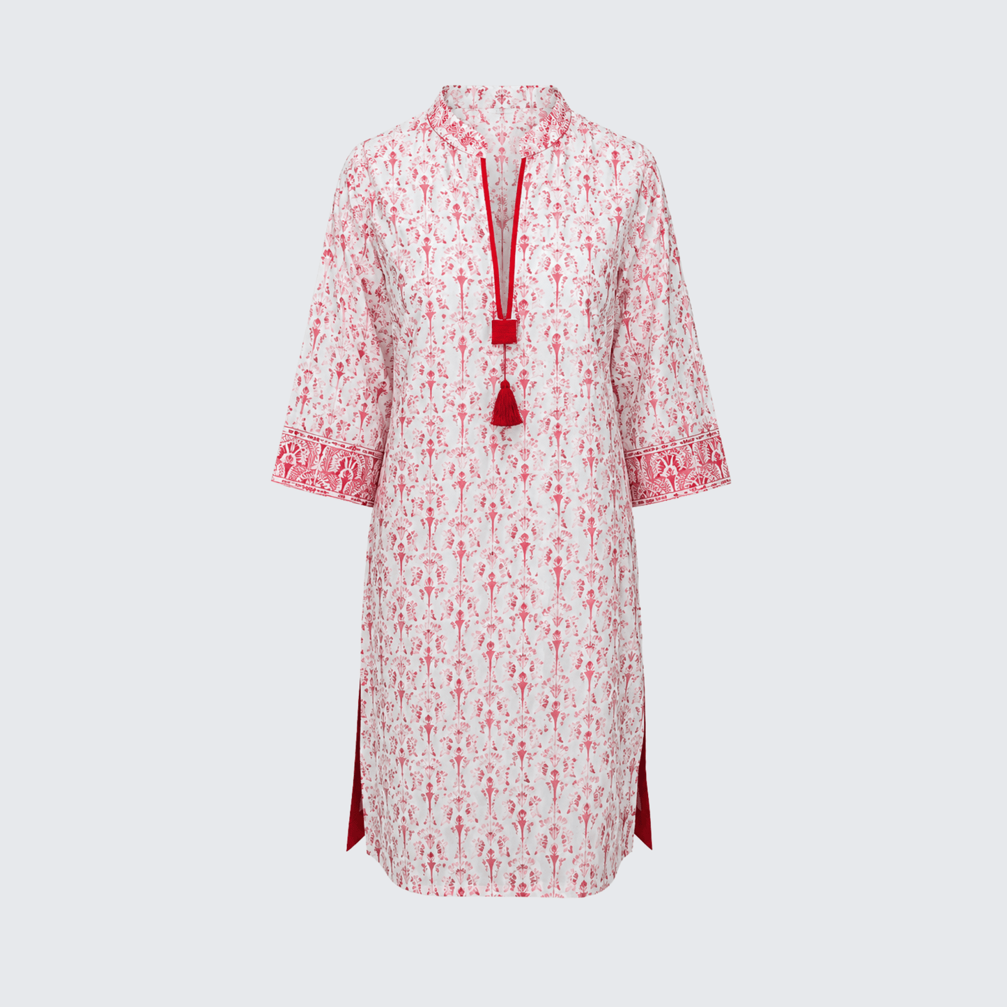 Cotton Amelia Tunic in Coral Palm Tree Print