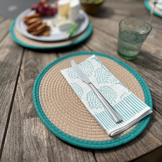 Handwoven Cotton Rope Placemat - Teal